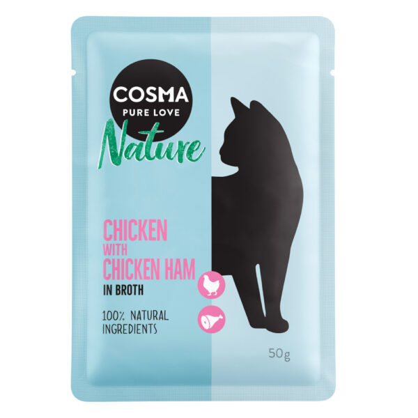 Økonomipakke: Cosma Nature poser 18 x 50 g - Kylling & Kyllingskinke