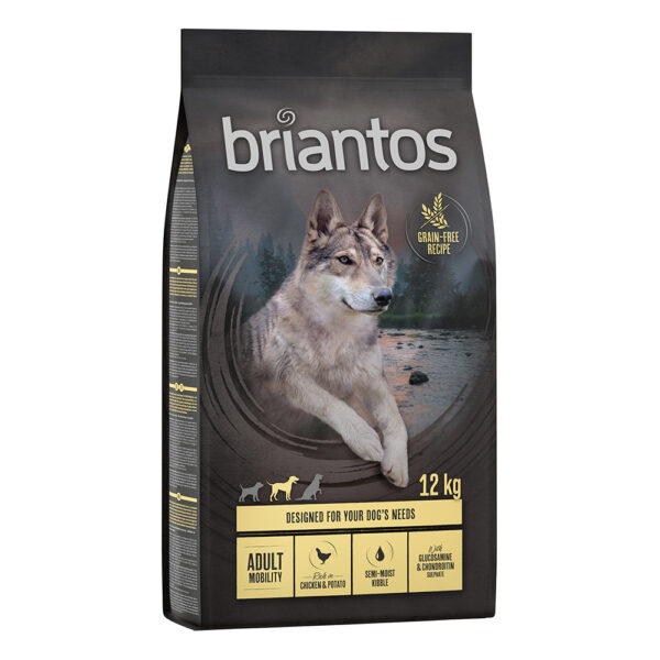 11 + 1 kg gratis! 12 kg Briantos kornfritt tørrfôr - Adult Mobility Kylling & Potet