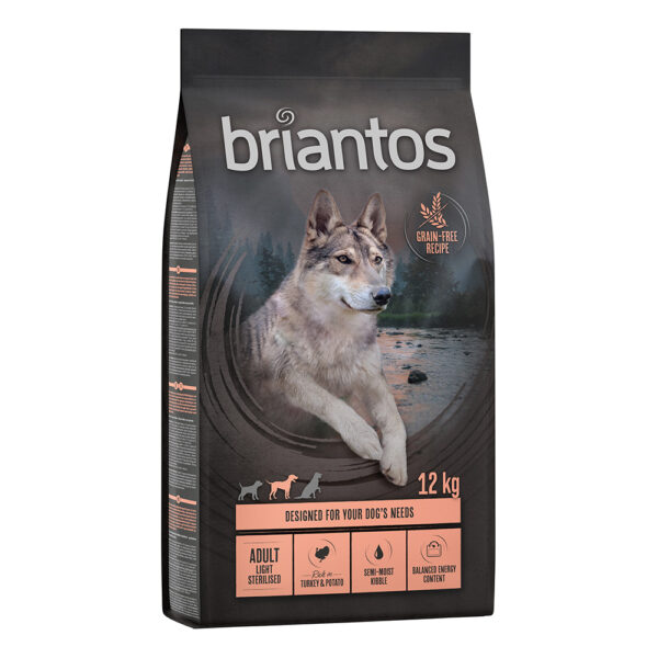 11 + 1 kg gratis! 12 kg Briantos kornfritt tørrfôr - Adult Light/Sterilised Kalkun & Potet