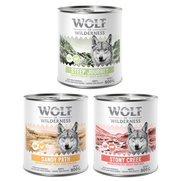 10 % Rabatt! Wolf of Wilderness mixpakker - 6 x 800 g (bokser): 2x Fjærkre & Kylling