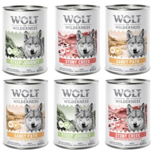 10 % Rabatt! Wolf of Wilderness mixpakker - 6 x 400 g (bokser): 2x Fjærkre & Kylling