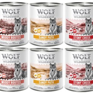 10 % Rabatt! Wolf of Wilderness mixpakker - 6 x 800 g (bokser): SENIOR 2x Fjærkre & storfe