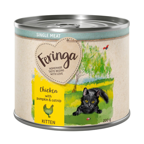 Feringa Single Meat Kitten 6 x 200 g - Kylling med gresskar og kattemynte