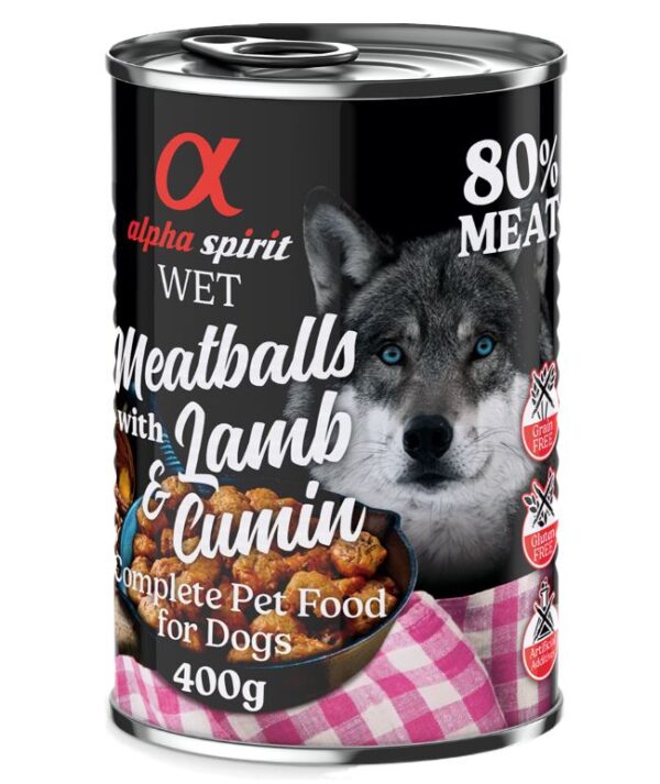 alpha spirit Dog Meatballs 6 x 400 g - Lam og krysskummel