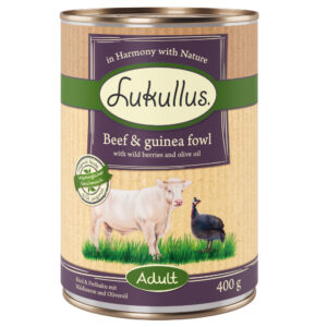 Lukullus Naturkost Adult Kornfri 6 x 400 g - Okse & Perlehøns