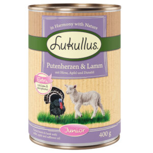 Lukullus Junior Kalkunhjerte & Lam - 6 x 400 g