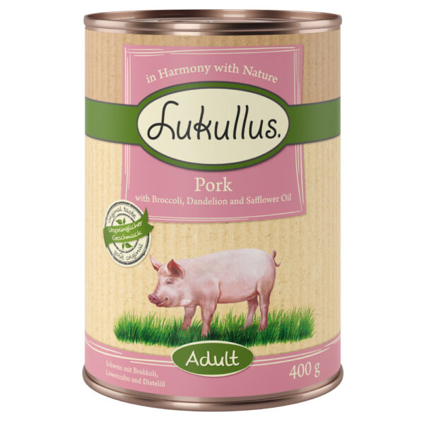 Lukullus Naturkost Adult Kornfri 6 x 400 g - Gris med brokkoli