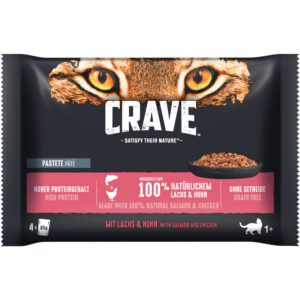 Crave Cat Pouch Multipack 4 x 85 g - Postei med Laks & Kylling