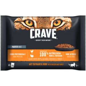 Crave Cat Pouch Multipack 4 x 85 g - Postei med Kylling & Kalkun