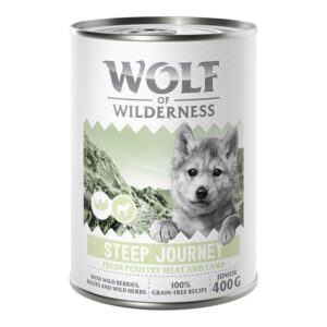 Wolf of Wilderness Junior “Expedition” 6 x 400 g - Steep Journey - Fjærkre med lam