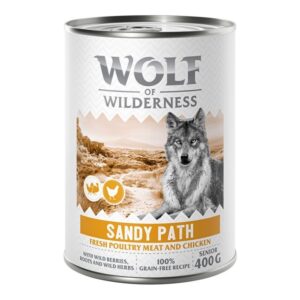 Wolf of Wilderness senior "Ekspedisjon" 6 x 400 g - Sandy Path - Fjærkre med kylling