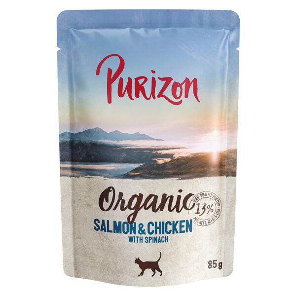 Purizon Organic 6 x 85 g til prøvepris! - Laks og kylling med spinat