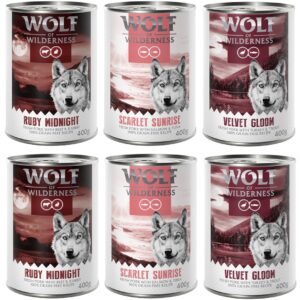 10 % Rabatt! Wolf of Wilderness mixpakker - 6 x 400 g (Red Meat bokser): 2x Ruby Midnight