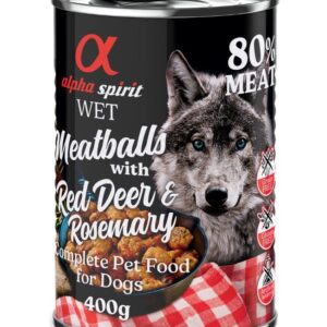 alpha spirit Dog Meatballs 6 x 400 g - Rød hjort og rosmarin