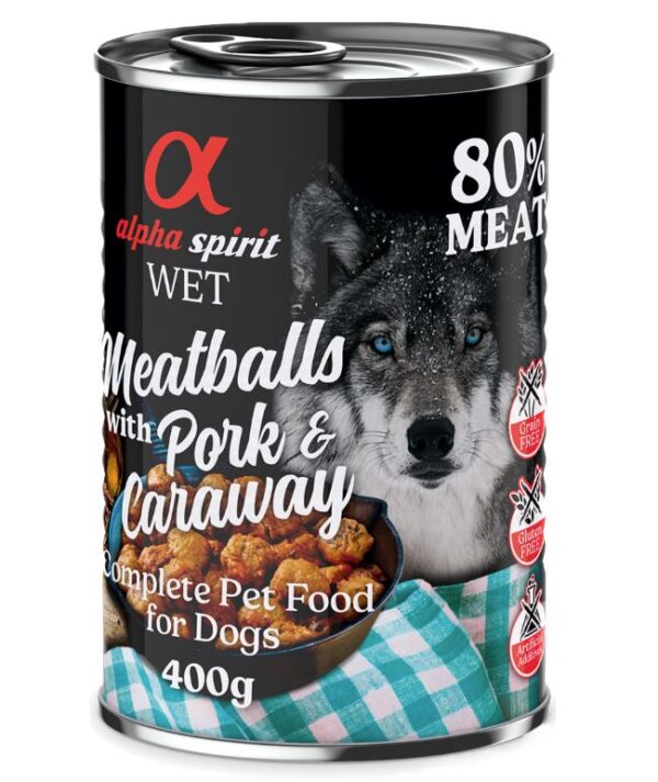 alpha spirit Dog Meatballs 6 x 400 g - Svin og karve