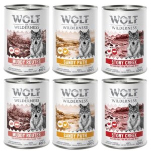 10 % Rabatt! Wolf of Wilderness mixpakker - 6 x 400 g (bokser): SENIOR 2x Fjærkre & storfe