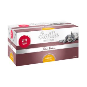 Smilla Fine Menu med nytelsekjerne 8 x 100 g til spesialpris! - Storfe med Kyllingbryst & Paprika