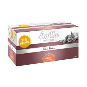 Smilla Fine Menu med nytelsekjerne 8 x 100 g til spesialpris! - Kylling med Laks & Spinat