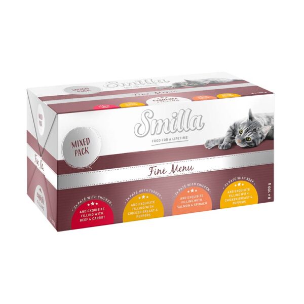 Smilla Fine Menu med nytelsekjerne 8 x 100 g - Mixpakke (4 Sorter)