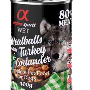 alpha spirit Dog Meatballs 6 x 400 g - Kalkun og koriander