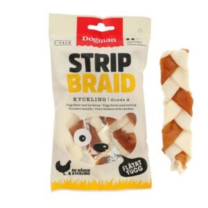 3pk Small Chicken strip flettet tygg til hund