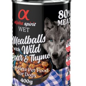 alpha spirit Dog Meatballs 6 x 400 g - Villsvin og timian