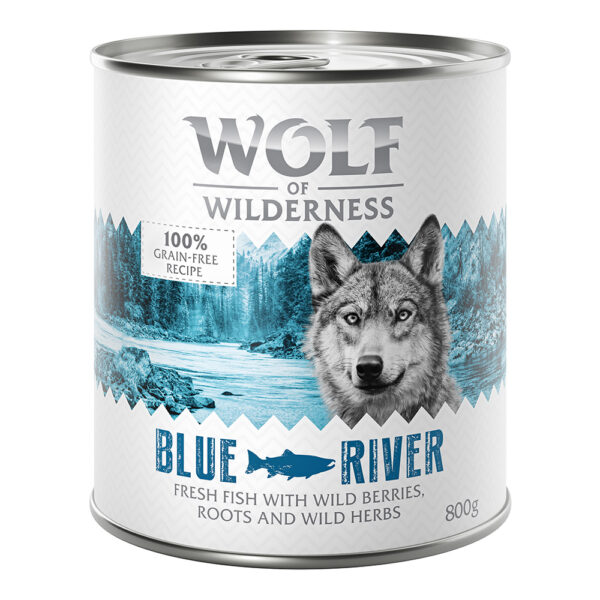 Økonomipakke Wolf of Wilderness Adult 24 x 800 g - Single Protein - Blue River - Fisk