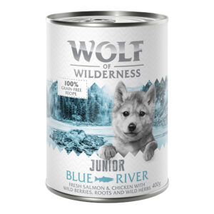 Little Wolf of Wilderness 6 x 400 g - Blue River Junior - Kylling & Laks