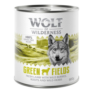 Økonomipakke: Wolf of Wilderness Adult 24 x 800 g - Green Fields - Lam