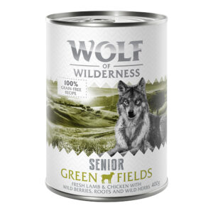 Wolf of Wilderness Senior - liten boks - Økonomipakke: Green Fields - Lam & Kylling 12 x 400 g