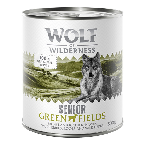 Wolf of Wilderness Senior - stor boks - Økonomipakke: Green Fields - Lam & Kylling 12 x 800 g