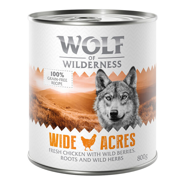 Økonomipakke: Wolf of Wilderness Adult 24 x 800 g - Wide Acres - Kylling