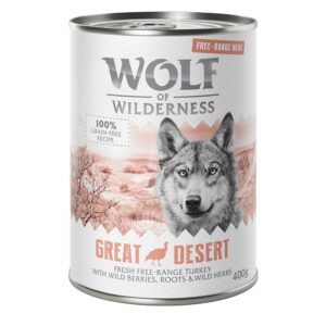 24 x 400 g Wolf of Wilderness "Frittgående" - Great Desert - Frittgående kalkun