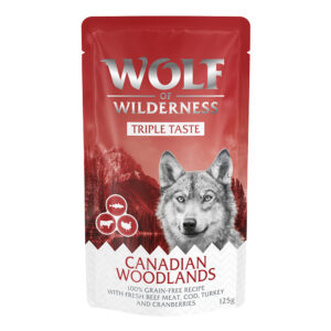 Wolf of Wilderness "Triple Taste" 12 x 125 g - Canadian Woodlands - Storfe