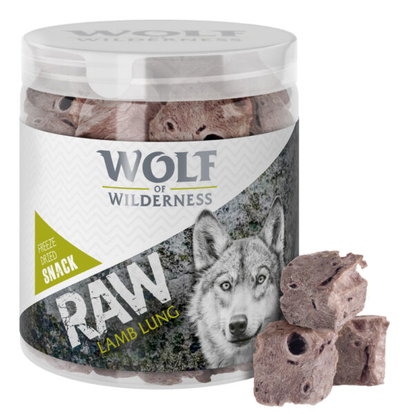 Økonomipakke Wolf of Wilderness RAW - Frysetørkede premiumsnacks - RAW Lammelunge (4 x 50 g)