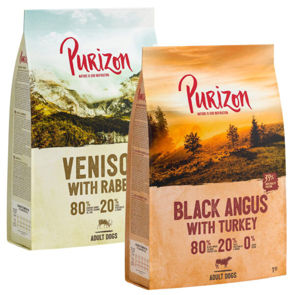 2 x 1 kg Purizon til spesialpris! - Adult Mix: Black-Angus-storfe med kalkun + Vilt med kanin