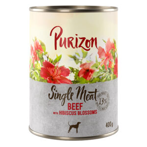 Purizon Single Meat 6 x 400 g - Okse med hibiskusblomster