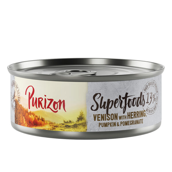 22 + 2 gratis! Purizon 24 x 70 g / 85g -Superfoods: Vilt med sild