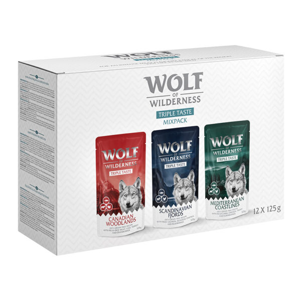 Wolf of Wilderness "Triple Taste" 12 x 125 g - Mixpakke: Canadian Woodlands