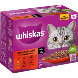 Megapakke Whiskas 1+ Adult porsjonsposer 24 x 85/100 g - Klassisk utvalg i saus (24x85g)