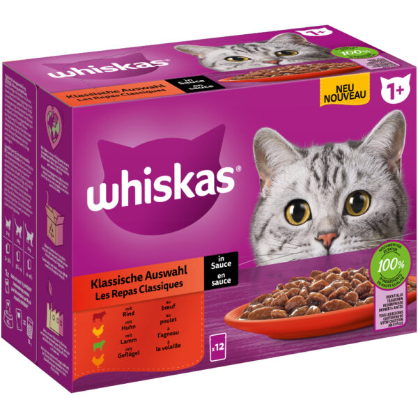 Megapakke Whiskas 1+ Adult porsjonsposer 24 x 85/100 g - Klassisk utvalg i saus (24x85g)