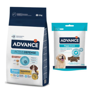 12/14 kg Advance + 150 g snacks gratis! - 12 kg Puppy Sensitive med laks + 150 g Puppy Snack