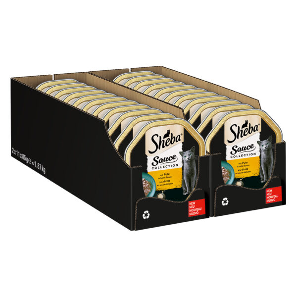 Økonomipakke Sheba skåler 44 x 85 g - Kalkunbiter i lys saus