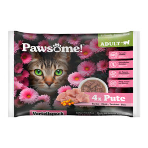 Økonomipakke Pawsome Adult Cat 8 x 85 g - Kalkun