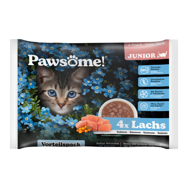 Økonomipakke Pawsome Junior 8 x 85 g - Laks