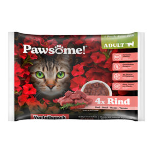 Økonomipakke Pawsome Adult Cat 8 x 85 g - Storfe