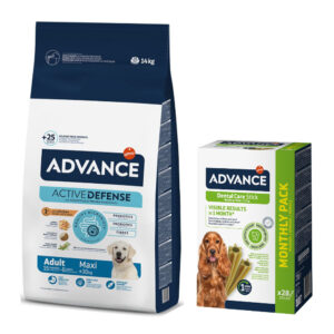 Advance tørrfôr + Dental Care Snack gratis! - Maxi Adult 14 kg + 720 g Stick Medium/Maxi