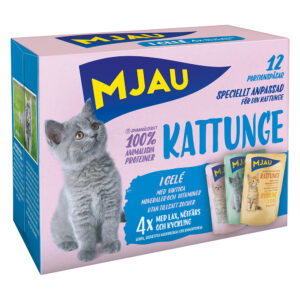 Mjau Kitten Poser 12 x 85 g - Meny med blandingspakke (3 varianter)