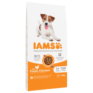 10 + 2 kg gratis! 12 kg IAMS for Vitality Dog hundefòr - Adult Small Medium Kylling