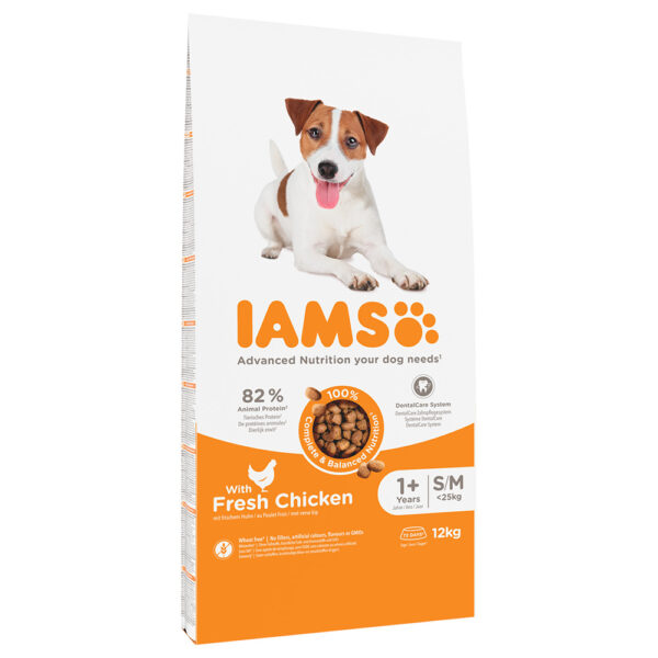 10 + 2 kg gratis! 12 kg IAMS for Vitality Dog hundefòr - Adult Small Medium Kylling